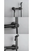 OEM Banyo Tuvalet Bide Basınçlı Püskürtücü Taharet Musluğu Çift Su Girişli Siyah İthal 7 Yıl Garantili - 7