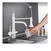 OEM Mutfak Evye Bataryası Dual Flow Su Arıtma Çıkışlı Spiralli Ve Fiskiyeli 7 Yıl Garanti Ithal Beyaz thumbnail 4