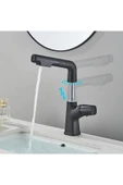 OEM Banyo Lavabo Bataryası Asansörlü Yeni Sistem Mat Siyah Spiralli Ve Fiskiyeli 7 Yıl Garantili İthal thumbnail 3
