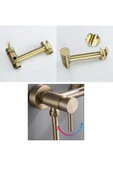 OEM Banyo Tuvalet Bide Basınçlı Püskürtücü Taharet Musluğu Çift Su Girişli Mat Gold İthal 7 Yıl Garanti thumbnail 8