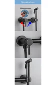 OEM Banyo Tuvalet Bide Basınçlı Püskürtücü Taharet Musluğu Çift Su Girişli Siyah İthal 7 Yıl Garantili - 3