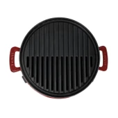 Lava Döküm Yuvarlak Mangal Izgara Set Döküm Demir Yekpare Çift Kulplu Çap (Ø)36cm.-Bordo - 3