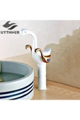 OEM Banyo Çanak Lavabo Bataryası Kuğu Beyaz Gold Yeni Tasarım 7 Yıl Garantili İthal thumbnail 1