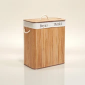 Soley | Foldi | Bamboo Çift Hazneli Örme Çamaşır Sepeti - 3