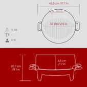 Lava Döküm Yuvarlak Mangal Izgara Set Döküm Demir Yekpare Çift Kulplu Çap (Ø)36cm.-Bordo - 5