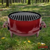 Lava Döküm Yuvarlak Mangal Izgara Set Döküm Demir Yekpare Çift Kulplu Çap (Ø)36cm.-Bordo - 7