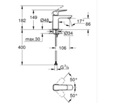 Grohe Cubeo Lavabo Bataryası, S-Boy, Krom, 1016990000 - 2