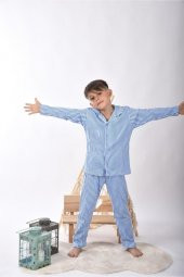 Lemoon Çizgili Düğmeli Çocuk Pijama Takımı - 2