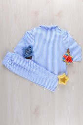 Lemoon Çizgili Düğmeli Çocuk Pijama Takımı - 5