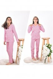 Lemoon Çizgili Düğmeli Çocuk Pijama Takımı - 7