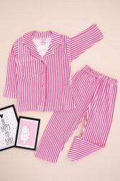 Lemoon Çizgili Düğmeli Çocuk Pijama Takımı - 8