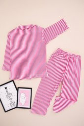 Lemoon Çizgili Düğmeli Çocuk Pijama Takımı - 9