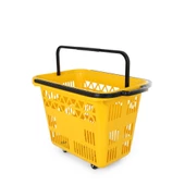 54 Lt Plastik Alışveriş Sepeti - Tekerlikli Market Sepeti  Sarı - 1