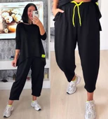 Kadın Iki Iplik Viskon Pamuk Kumaş Arma Detaylı Ikili Takım thumbnail 6