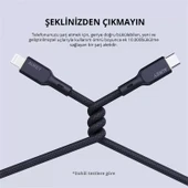 Aukey Cb-ncl1-bk Naylon Örgülü 3a 480mbps Type-c Lıghtnıng Kablosu 1.8mt thumbnail 3