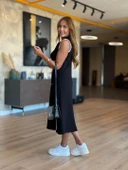 Kadın Modal Kumaş Fermuarlı Kolsuz Midi Boy Elbise thumbnail 2