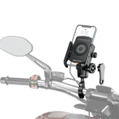 KNMASTER TT-600WU TÜM MOTOSİKLETLERE UYUMLU KABLOSUZ VE USBLİ TELEFON TUTUCU - 1