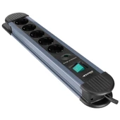 S-link SPGKS05 1.5m 3G1.5mm2 900 Joule 5Li Akım Kor. Gri Priz Çoklayıcı - 2