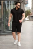 Erkek Yakalı Fermuarlı T-shirt şort Ikili Takım thumbnail 1