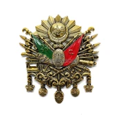 Osmanlı Devlet Arması Kabartma Logo Vidalı Küçük 10x8cm Gold - 1