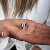 T Harfi Baget Taşlı Gümüş Yüzük thumbnail 2