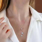 Yonca Sedef Taşlı Sarkıt Gümüş Kolye thumbnail 1