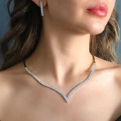 Zirkon Taşlı Su Yolu 925 Ayar Gümüş Set thumbnail 4