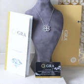 Round Kesim Yonca Modeli 6,5 mm E Moıssenıte Gümüş Kolye thumbnail 2