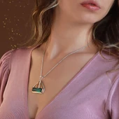 Peridot Taşlı El İşi Otantik 925 Ayar Gümüş Kolye thumbnail 2