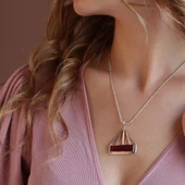 Lal Taşlı El İşli Otantik 925 Ayar Gümüş Kolye thumbnail 2