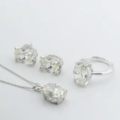 Oval Kesim Tek Taş Modeli  4,5ct 925 Ayar Gümüş Sky Diamond Set thumbnail 5