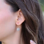 Çiçek Elmas Montür Rose Gold Gümüş Küpe thumbnail 2