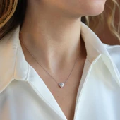 Kalp Pndr Zirkon Taşlı 925 Ayar Gümüş Kolye thumbnail 3