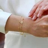 Kuğu Çift Zincirli Trend Gümüş Bileklik thumbnail 1