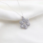 Çiçek Modeli Zirkon Taşlı Gümüş Kolye thumbnail 5