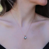 Elmas Montür Modeli Gül Rose Gold Gümüş Kolye thumbnail 3