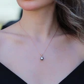 Elmas Montür Modeli Gül Rose Gold Gümüş Kolye thumbnail 1