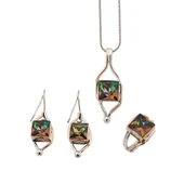 El İşi Tasarım Mistik Topaz Taşlı Gümüş Otantik Set thumbnail 1