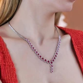 Yuvarlak Taşlı Su Yolu Gümüş Set thumbnail 2