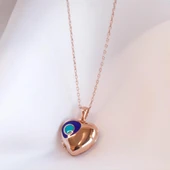 Nazar Boncuklu Rose Gold Kaplama Açılır Kapanır İsim Yazılabilen Gümüş Kolye thumbnail 1