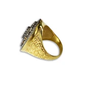 Oval Elmas Montür Modeli Gold Gümüş Yüzük thumbnail 7