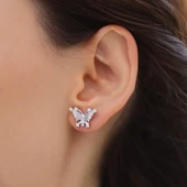 Kelebek Taşlı Gümüş Küpe thumbnail 3