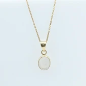 Sedef Doğal Taş Gold Kaplama  Gümüş Kolye thumbnail 3