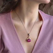 Kök Yakut Taşlı El İşi Gümüş Otantik Set - 5