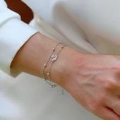 Kuğu Çift Zincirli Trend Gümüş Bileklik thumbnail 5