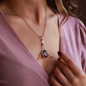 Zultanit Taşlı EL İşi Otantik 952 Ayar Gümüş Kolye thumbnail 2