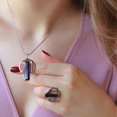 Kök Safir Taşlı 925 Ayar Gümüş Otantik Tasarım Set thumbnail 4