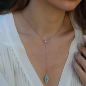 Mine İşli Göz Figürlü Gümüş Kolye thumbnail 4