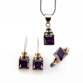 AmetistTaşlı Gümüş Otantik Set thumbnail 1