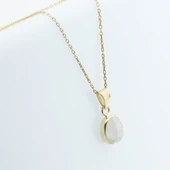 Sedef Doğal Taş Gold Kaplama  Gümüş Kolye thumbnail 2